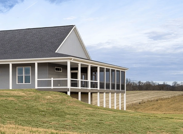 A newly built second story covered deck